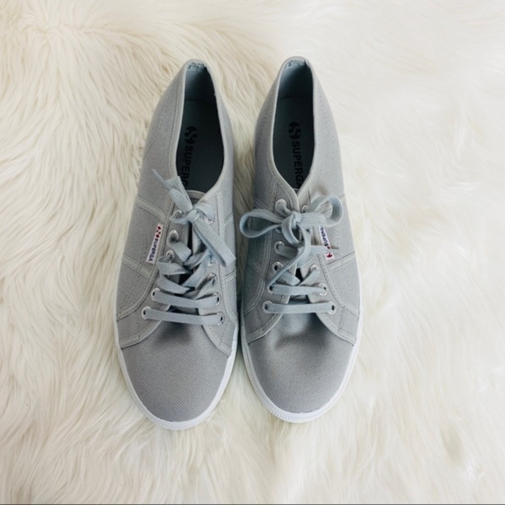 Superga Platform Gray Canvas Sneakers Size 9.5